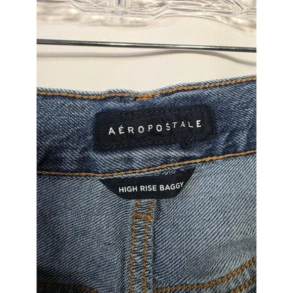 AERO High Rise Baggy women's Blue Denim Jeans Size 10 REG 100% Cotton - Picture 5 of 6